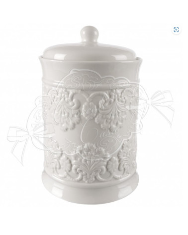 BARATTOLO GRANDE CERAMICA BIANCA LAVORATO