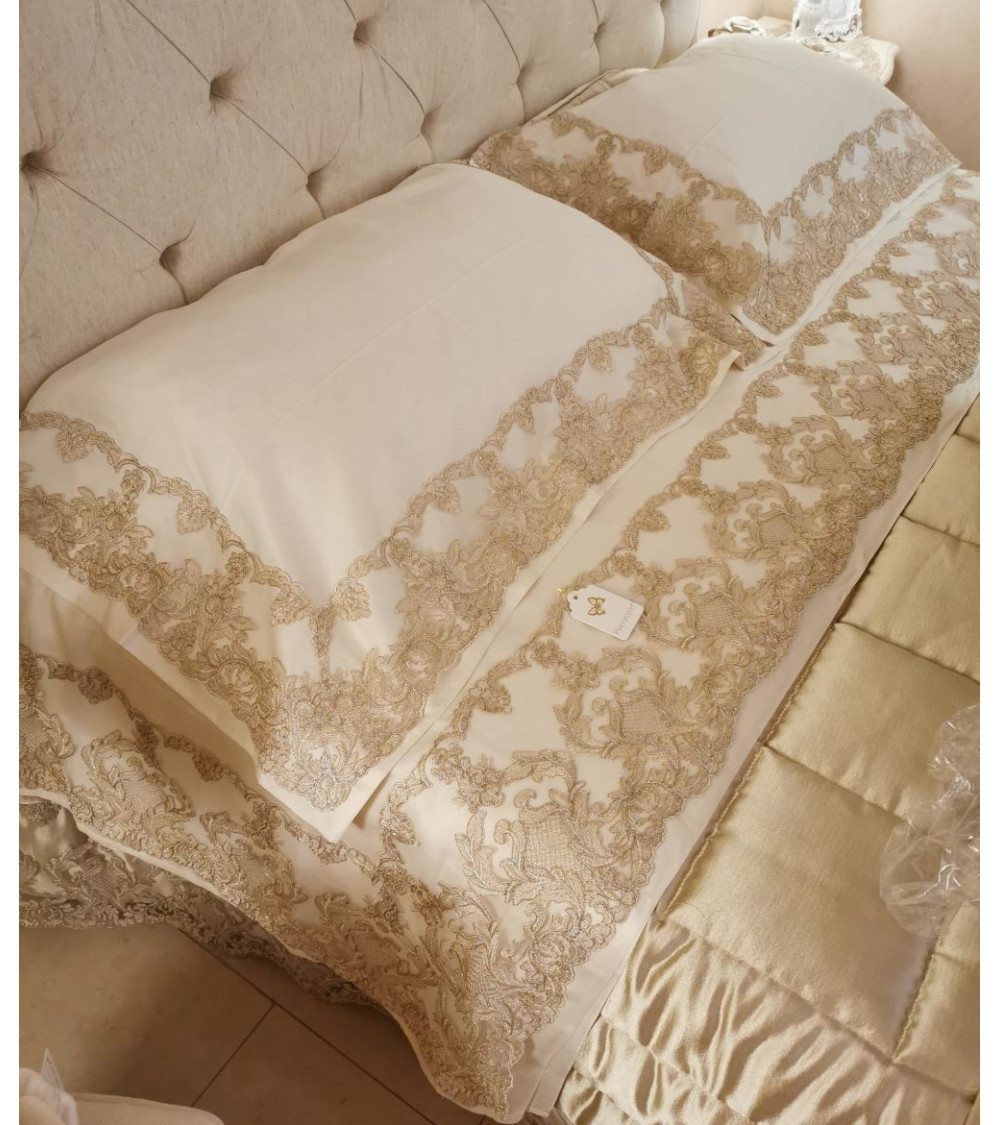 SET LENZUOLA PIZZO CHAMPAGNE