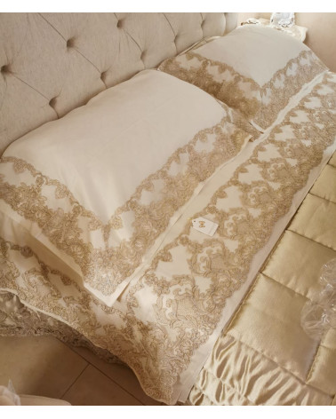 SET LENZUOLA PIZZO CHAMPAGNE