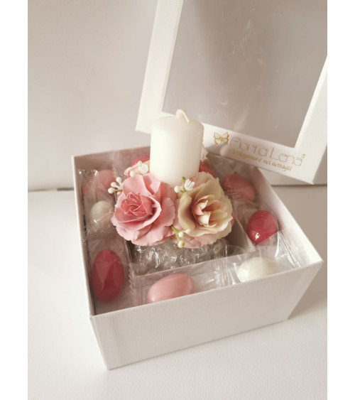 CANDELA CON ROSELLINE ROSA