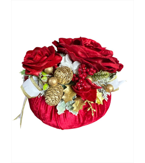 Puff in velluto due rose