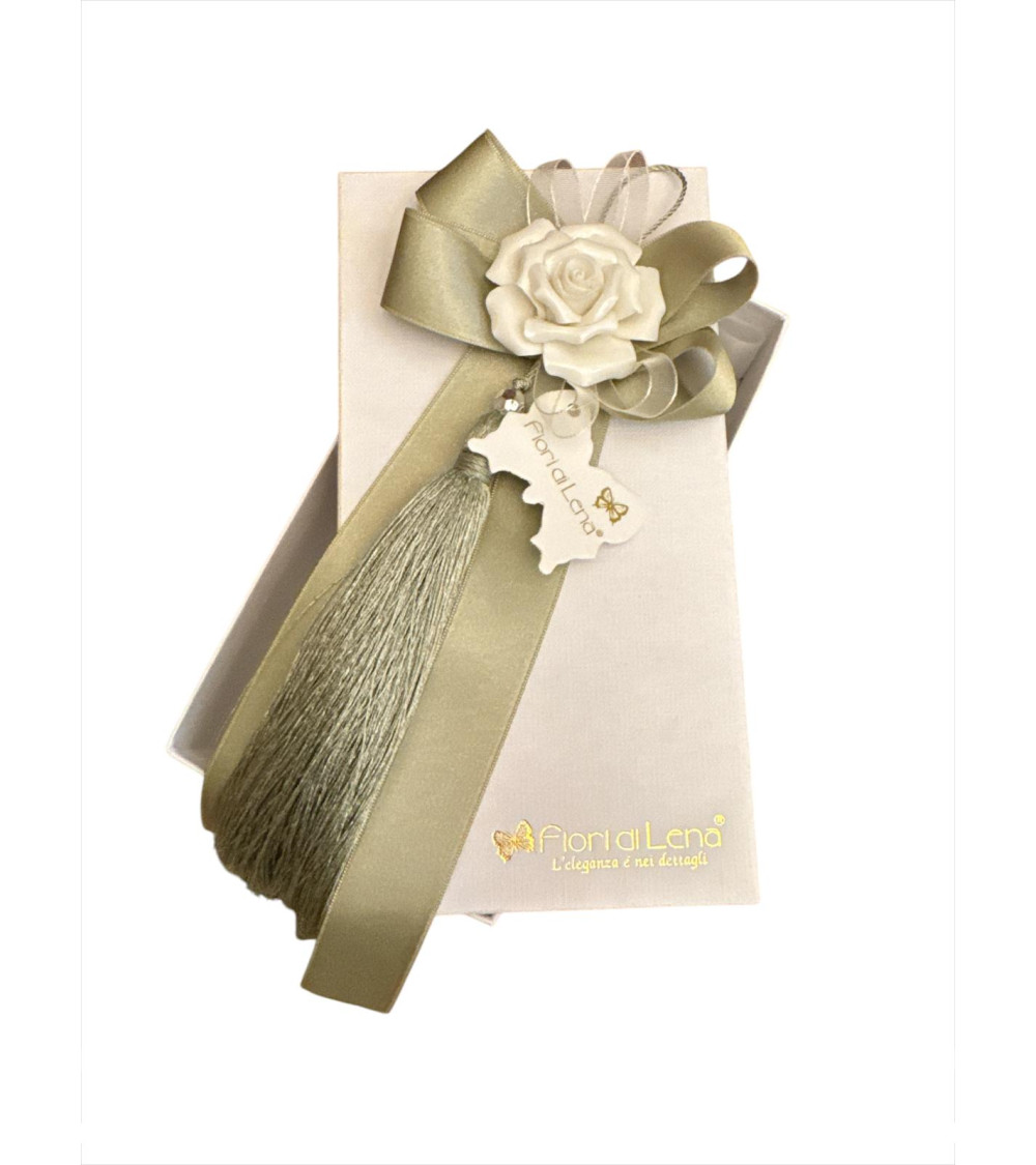 NAPPA  VERDE CON FIORE CERAMICA