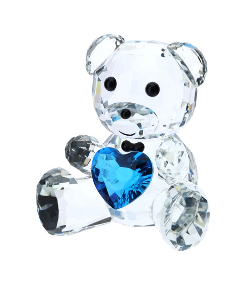 ORSETTO IN CRISTALLO CUORE BLU