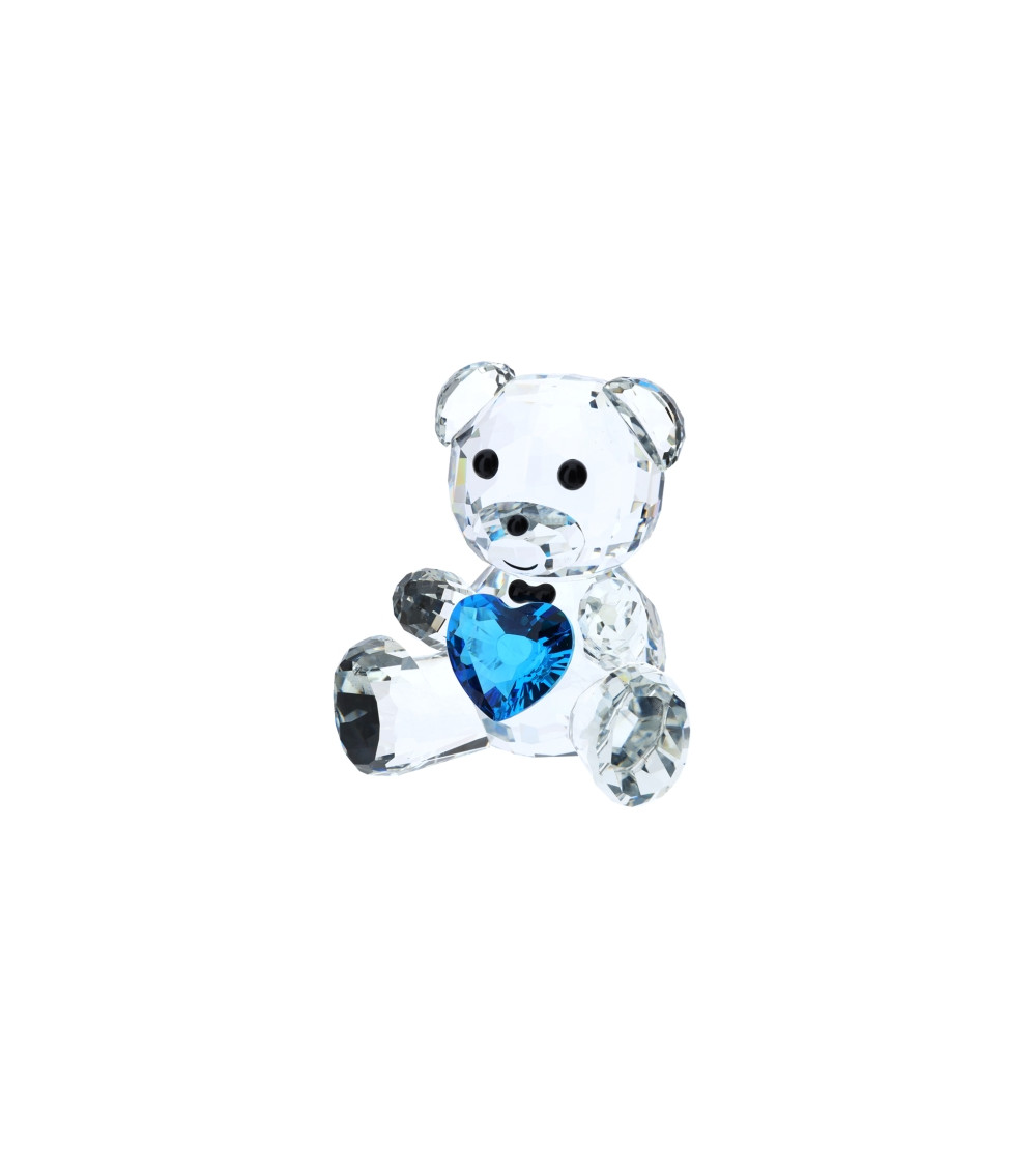 ORSETTO IN CRISTALLO CUORE BLU
