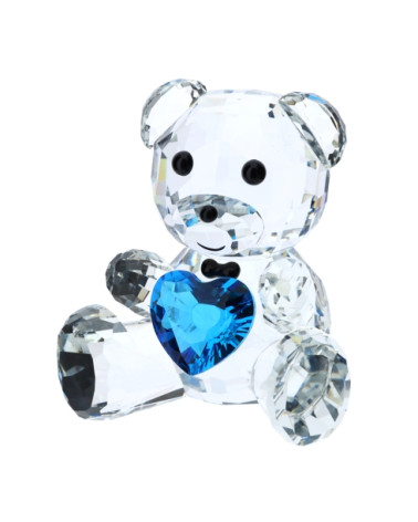 ORSETTO IN CRISTALLO CUORE BLU