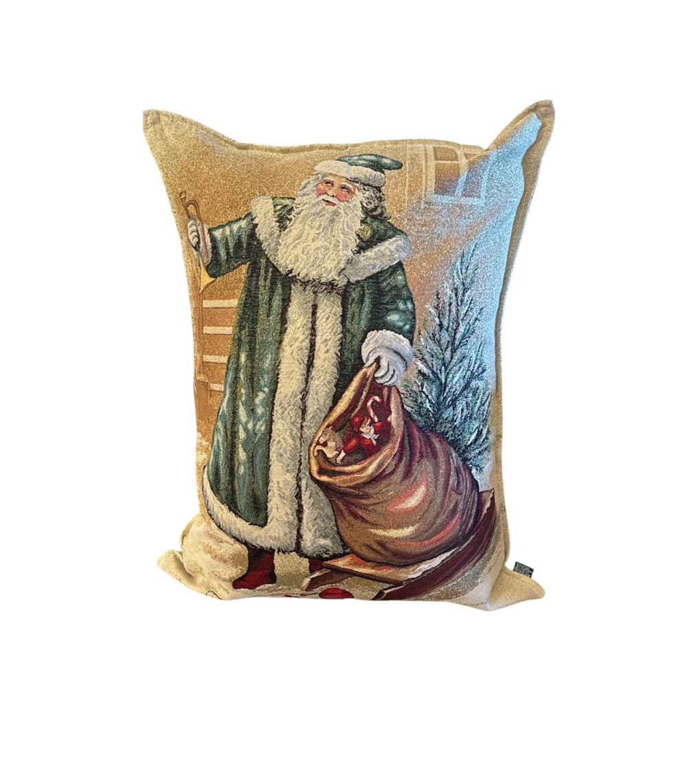 CUSCINO CON BABBO NATALE ABITO VERDE