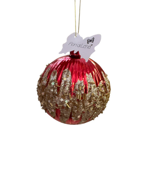 SFERA ROSSA IN VETRO FIORI DI LENA