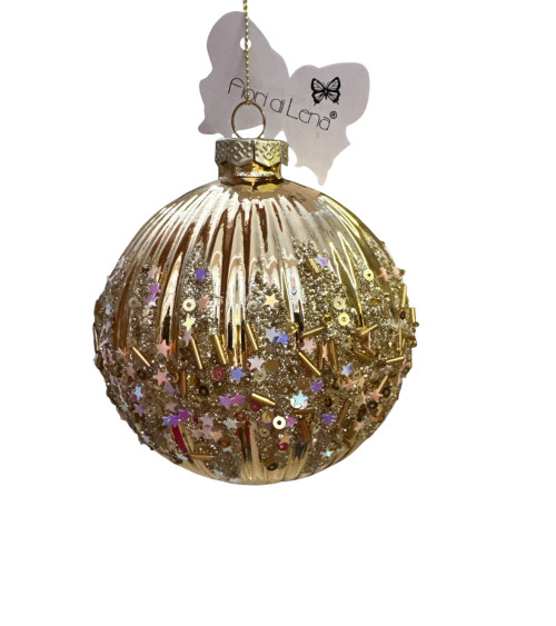 SFERA ORO IN VETRO FIORI DI LENA