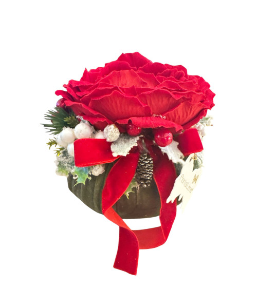 POUF SALVIA CON PEONIA ROSSA