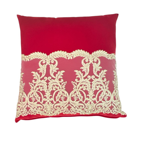 Cuscino quadrato in velluto rosso