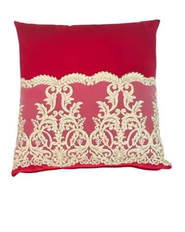 Cuscino quadrato in velluto rosso
