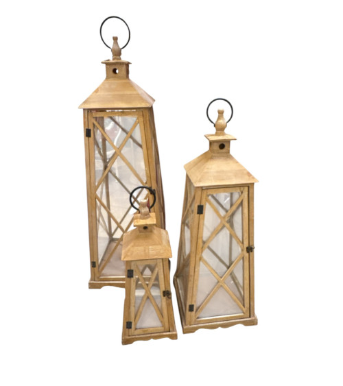 SET 3 LANTERNE IN LEGNO