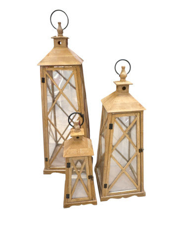 SET 3 LANTERNE IN LEGNO