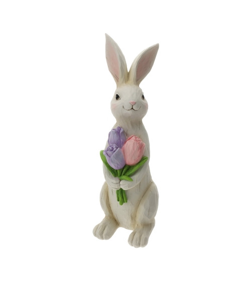 CONIGLIO BIANCO CON TULIPANI
