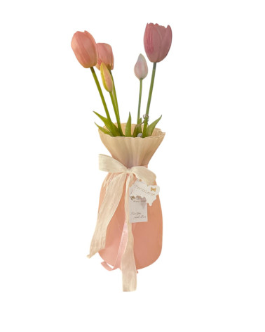 VASO ROSA CON TULIPANI