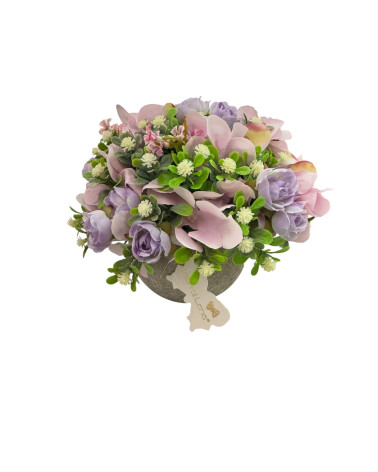 VASETTO CON DECORO FLOREALE ROSA CIPRIA