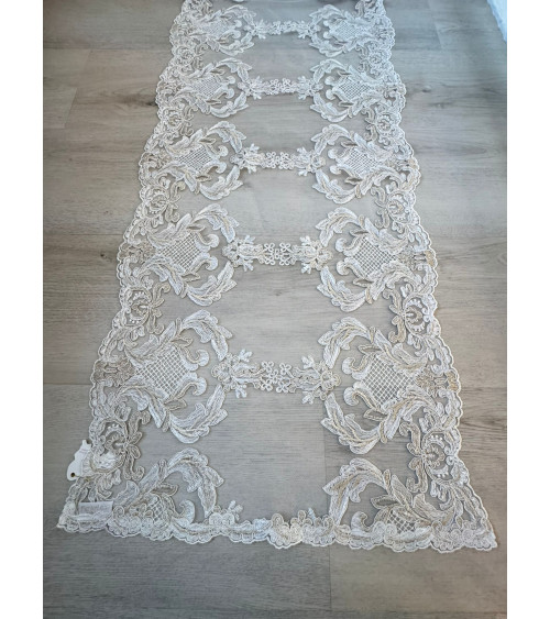 RUNNER IN PIZZO DOPPIO FREGIO NOCCIOLA 110