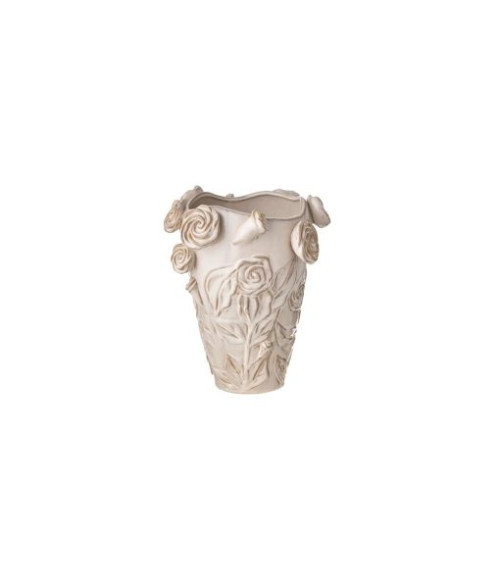 VASO CON ROSE AVORIO