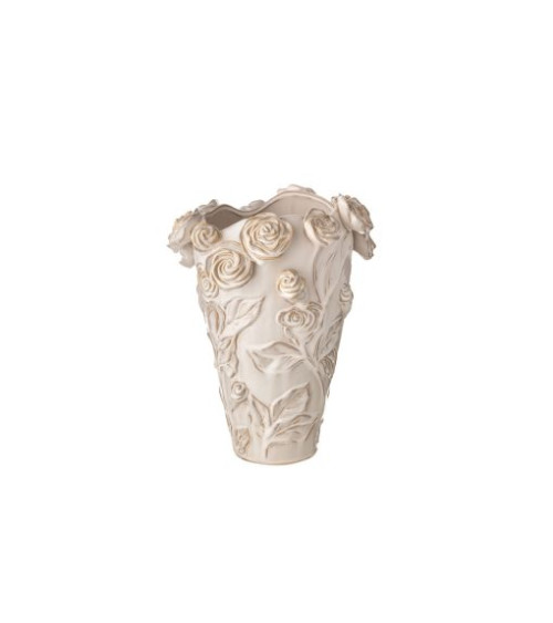 VASO CON ROSE AVORIO