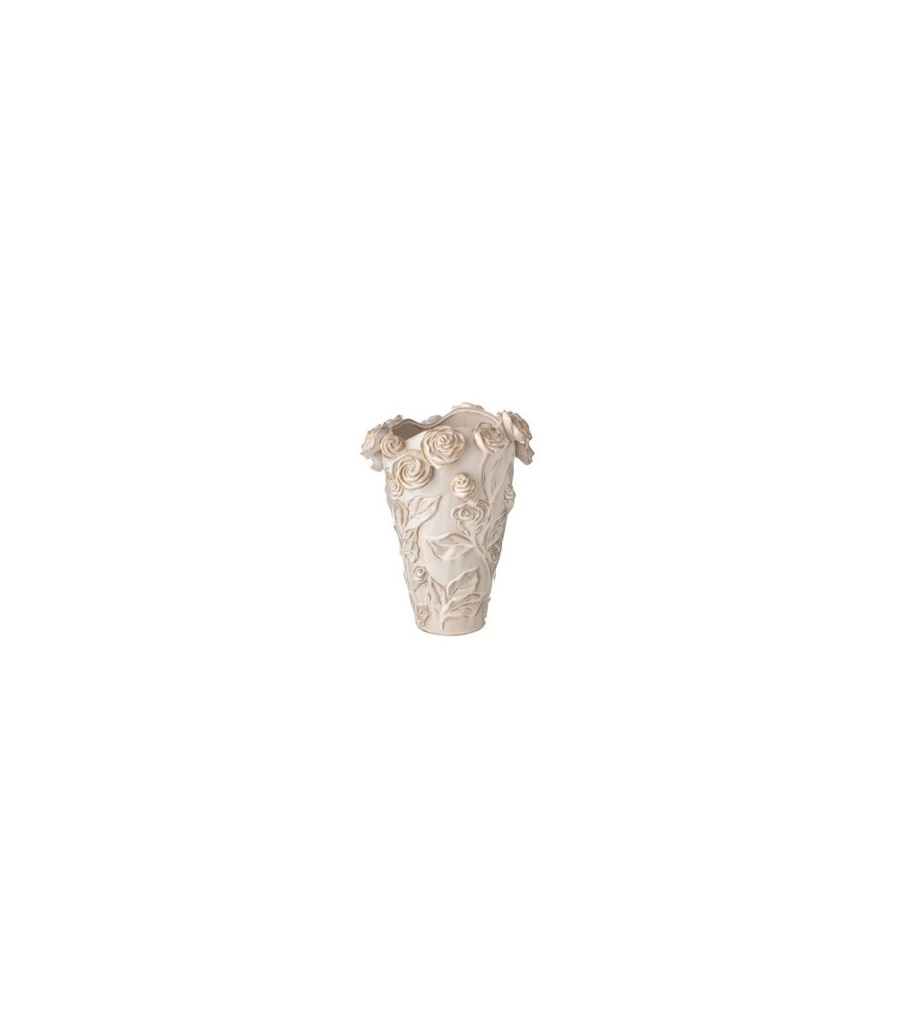VASO CON ROSE AVORIO