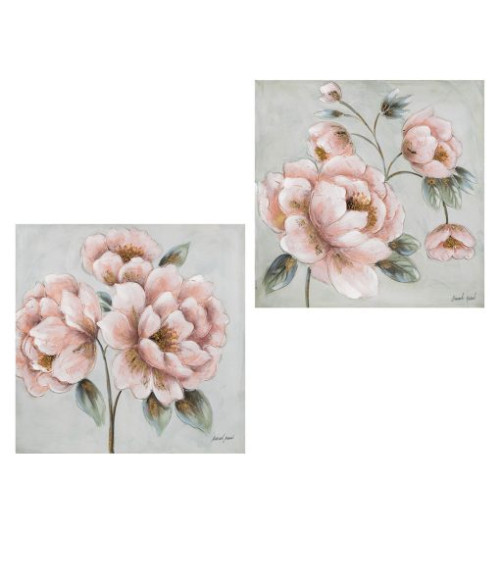 COPPIA DI TELE FIORI ROSA ARTE DI NACCHI