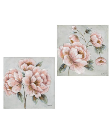 COPPIA DI TELE FIORI ROSA ARTE DI NACCHI