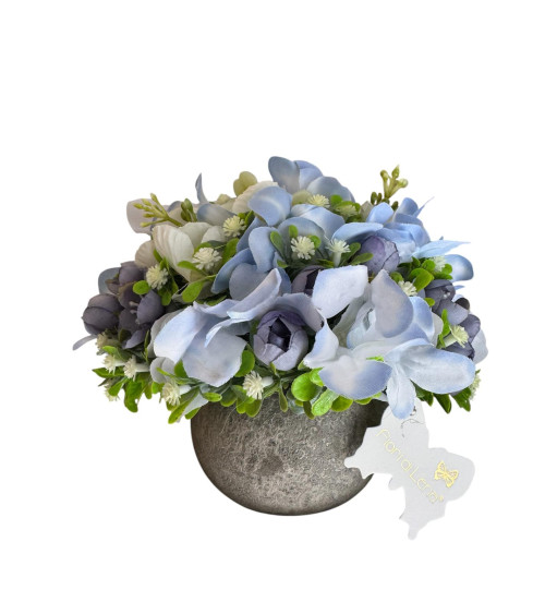 VASETTO CON DECORO FLOREALE POLVERE