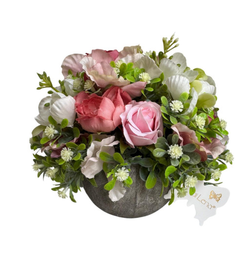 VASETTO CON DECORO FLOREALE FUCSIA