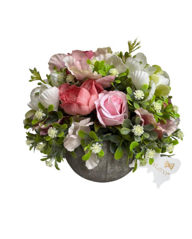 VASETTO CON DECORO FLOREALE FUCSIA
