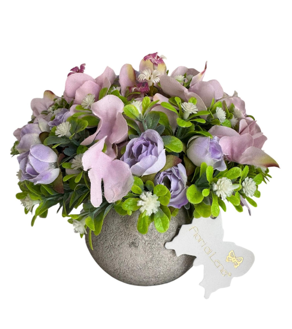 VASETTO CON DECOO FLOREALE LILLA