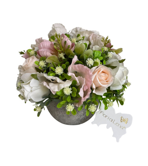 VASETTO CON DECORO FLOREALE ROSA CIPRIA
