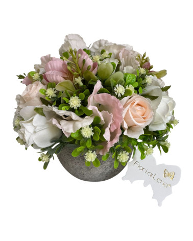 VASETTO CON DECORO FLOREALE ROSA CIPRIA