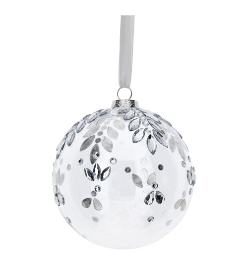 SFERA IN VETRO TRASPARENTE CON PIETRE HERVIT 8CM