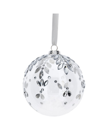 SFERA IN VETRO TRASPARENTE CON PIETRE HERVIT 8CM