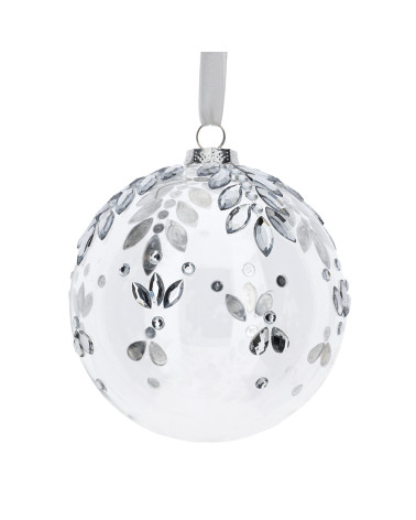 SFERA IN VETRO TRASPARENTE CON PIETRE HERVIT 10CM