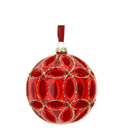 SFERA IN VETRO DECORO FIORE HERVIT 10CM