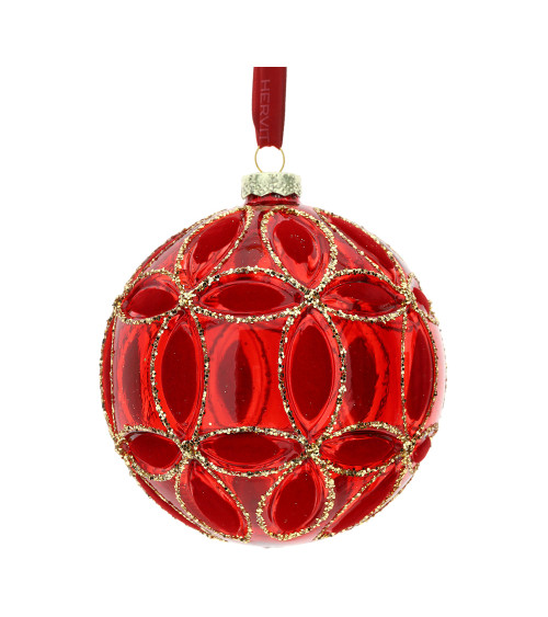 SFERA IN VETRO DECORO FIORE HERVIT 12CM