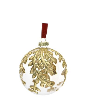 SFERA VETRO CON FOGLIE ORO HERVIT 8 CM