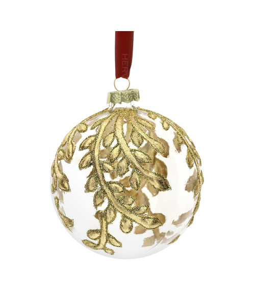 SFERA VETRO CON FOGLIE ORO HERVIT 10CM