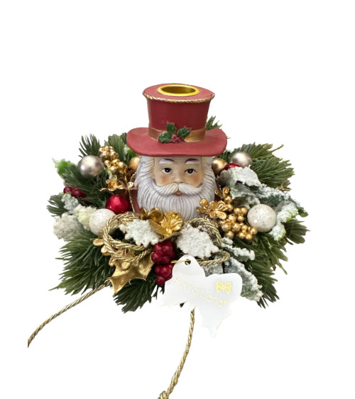PORTACANDELA CON BABBO NATALE IN RESINA
