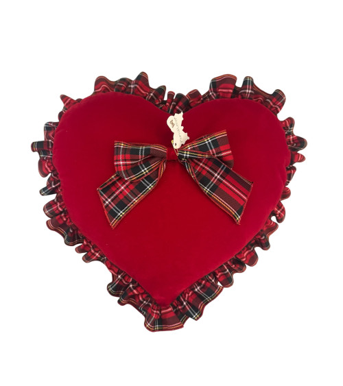 CUSCINO CUORE CON ROUCHES SCOZZESI