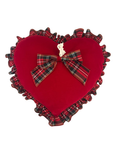 CUSCINO CUORE CON ROUCHES SCOZZESI