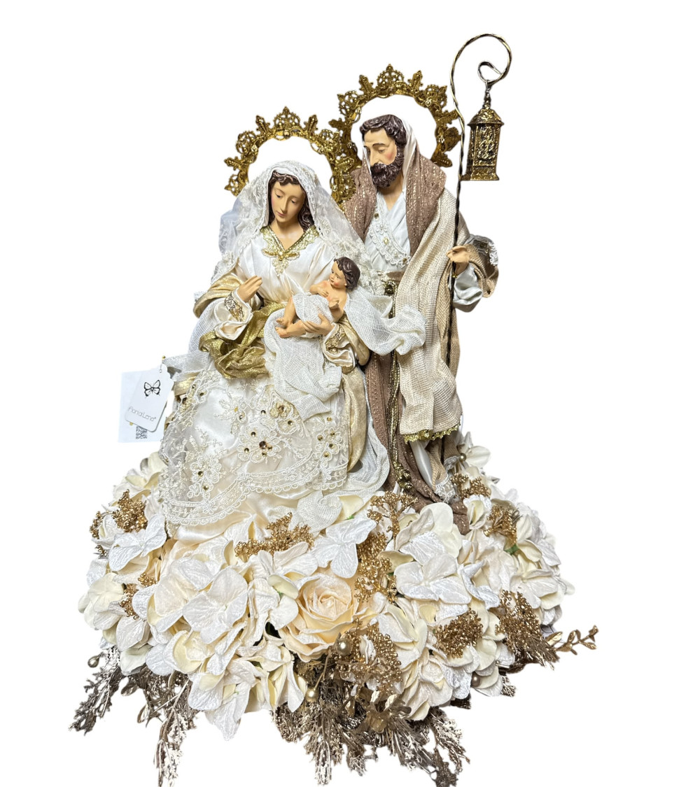 SACRA FAMIGLIA PICCOLA SU GHIRLANDA FLOREALE