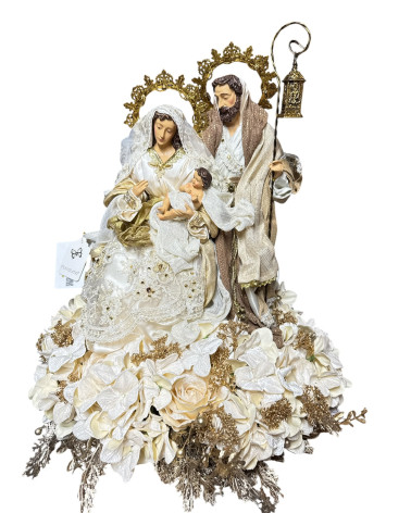 SACRA FAMIGLIA PICCOLA SU GHIRLANDA FLOREALE
