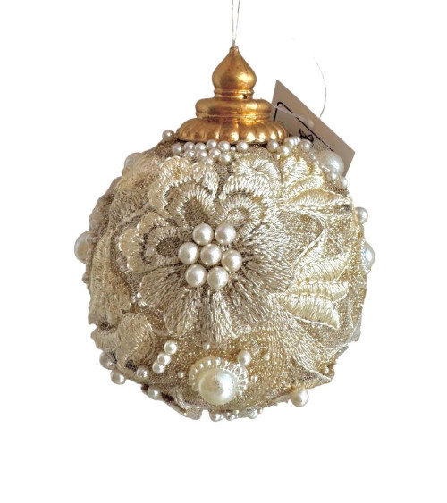 SFERA CHAMPAGNE CON DECORAZIONI DA 10 CM