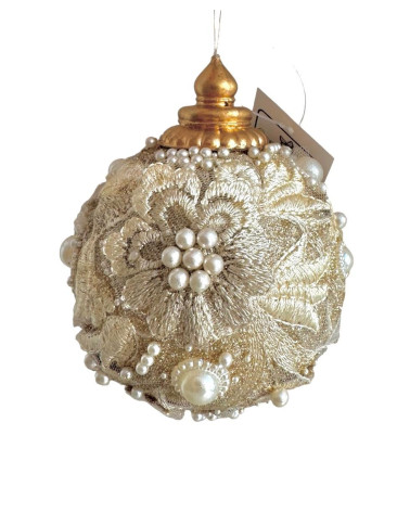 SFERA CHAMPAGNE CON DECORAZIONI DA 10 CM