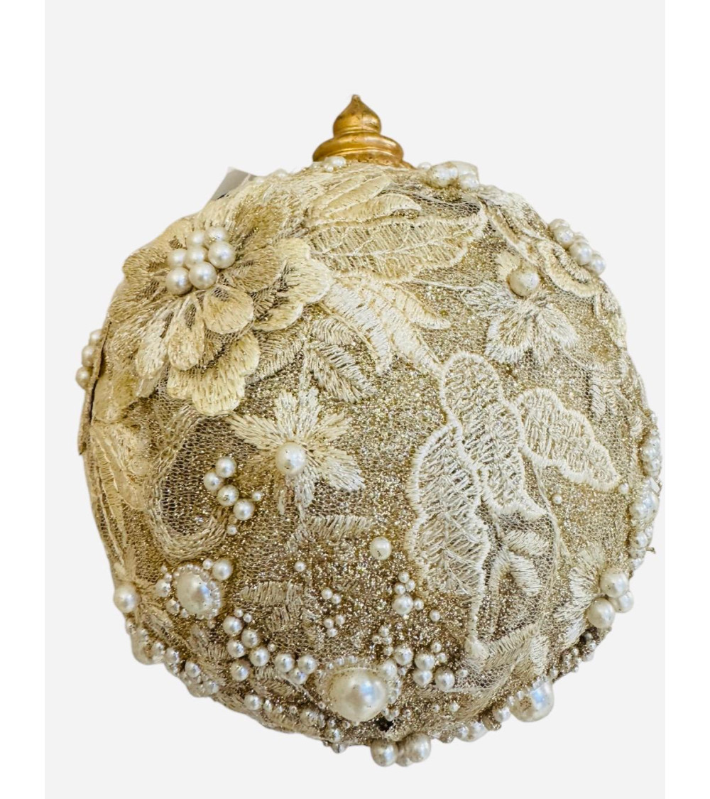 SFERA CHAMPAGNE CON DECORAZIONI DA 15 CM