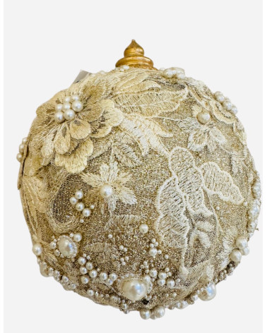 SFERA CHAMPAGNE CON DECORAZIONI DA 15 CM