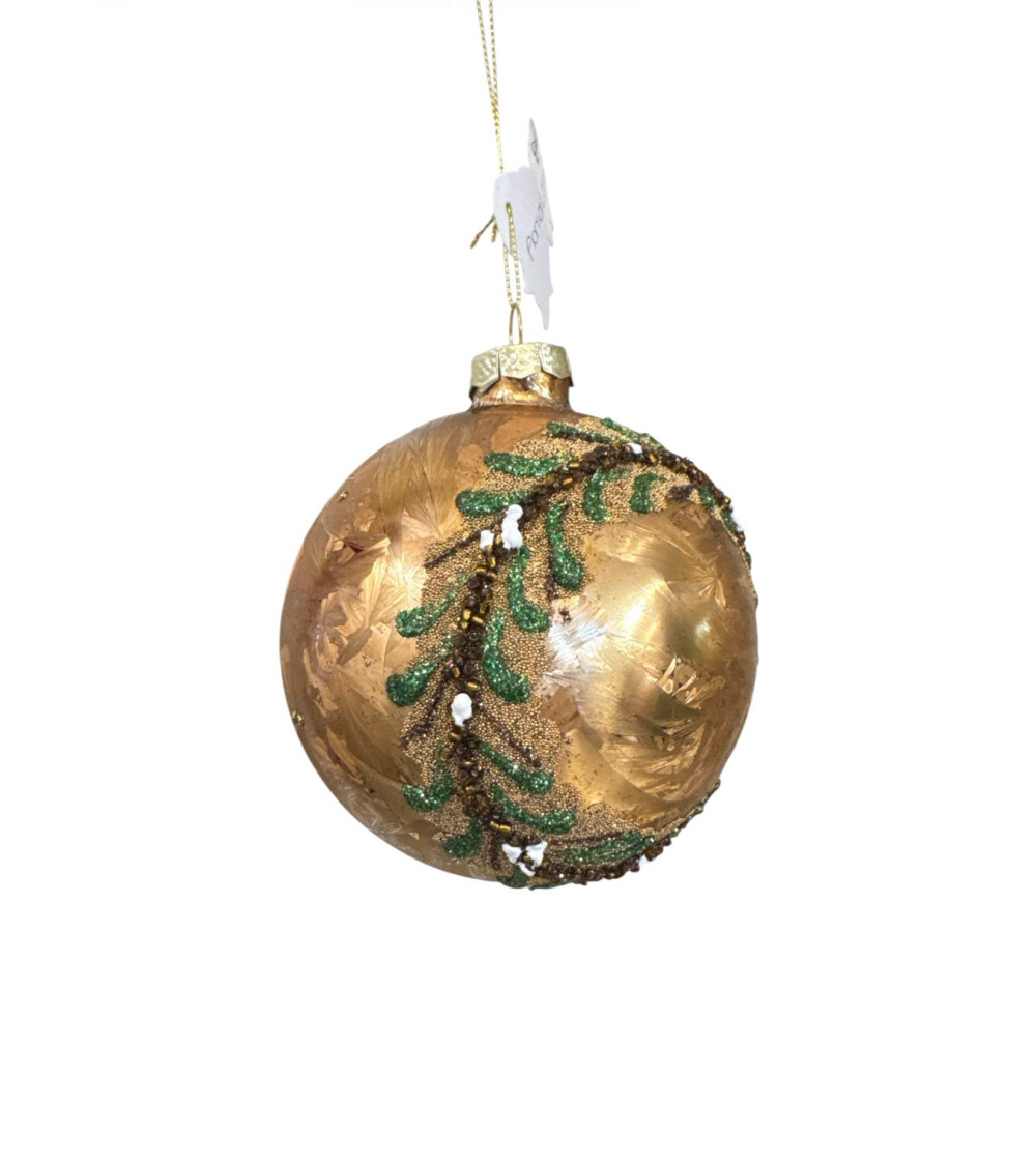 SFERA IN VETRO ORO CON DECORAZIONE GHIRLANDA