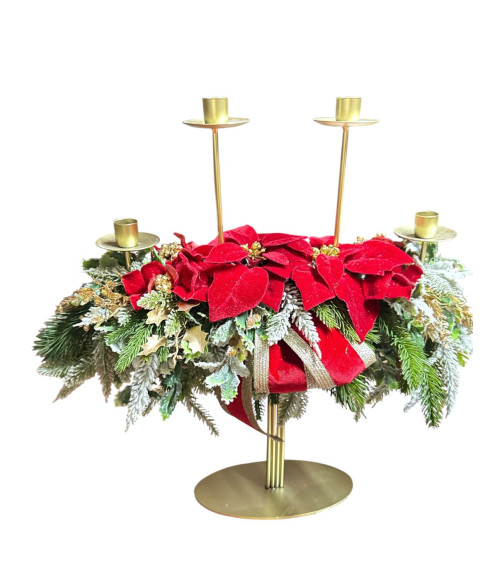 CANDELIERE IN METALLO ORO CON DECORAZIONI ALTEZZA 50 CM